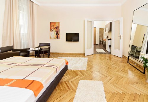 Apartmani Beograd | Apartman A20 | Strogi centar Knez Mihailova - Prva spavaća soba i pogled na kuhinju