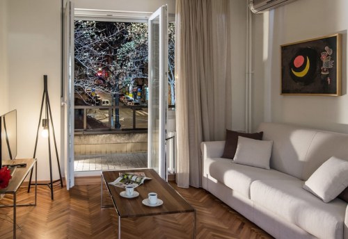 Apartmani Beograd | Smeštaj | Apartman A28 - Dnevni boravak sa pogledom na terasu
