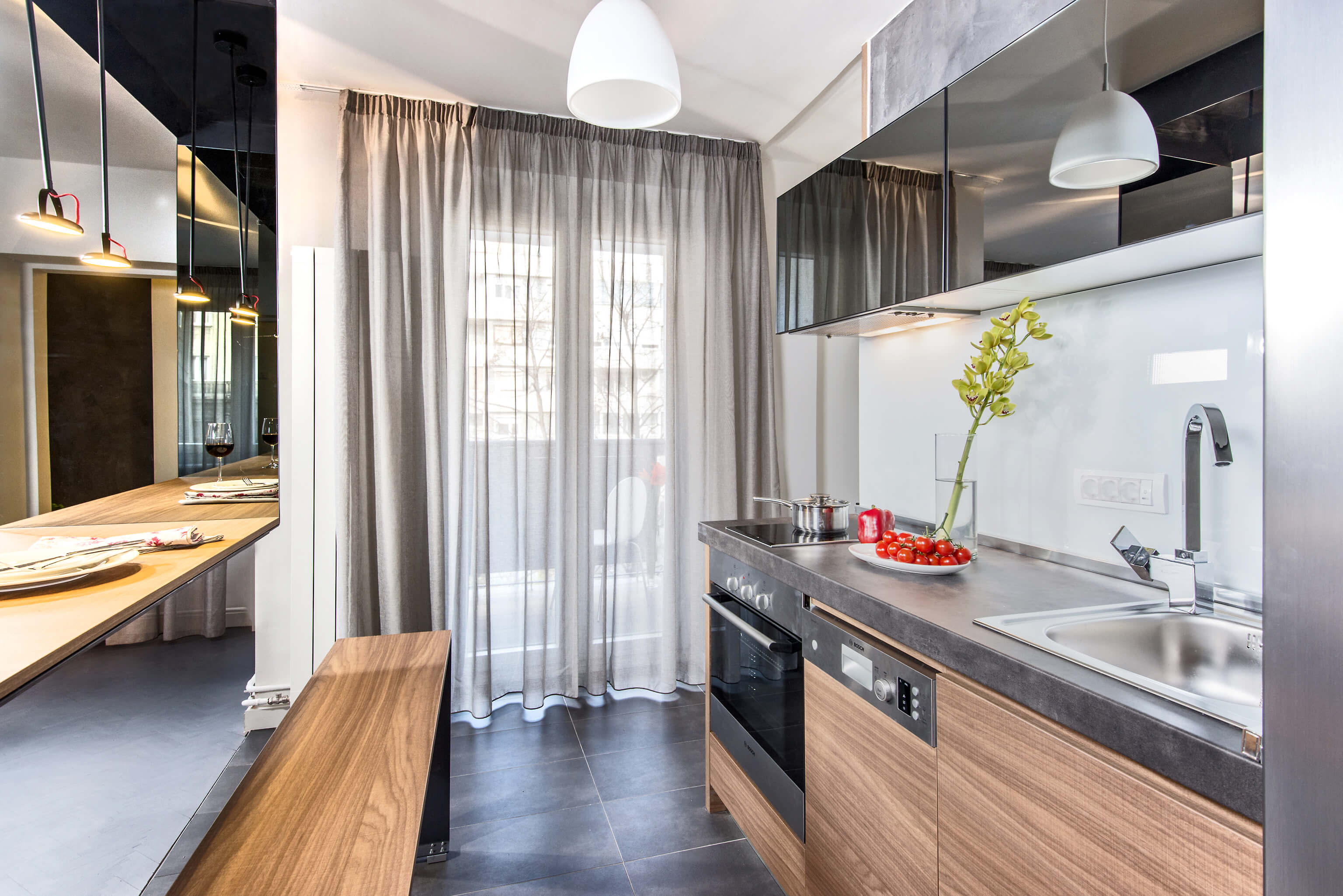 Beograd jednosobni apartmani na dan apartman A10 - kuhinja i balkon